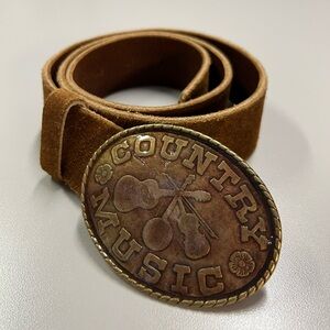 Gap Vintage Leather Suede Belt with Country Music Belt Buckle